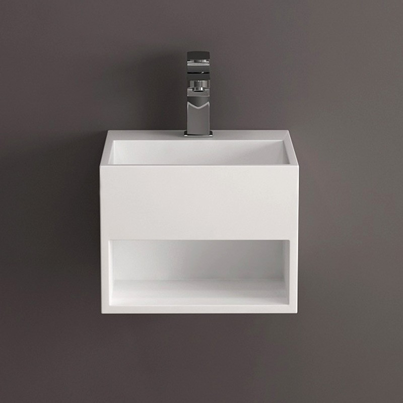 Lave main suspendu 33x33 cm, matière composite, Mineral