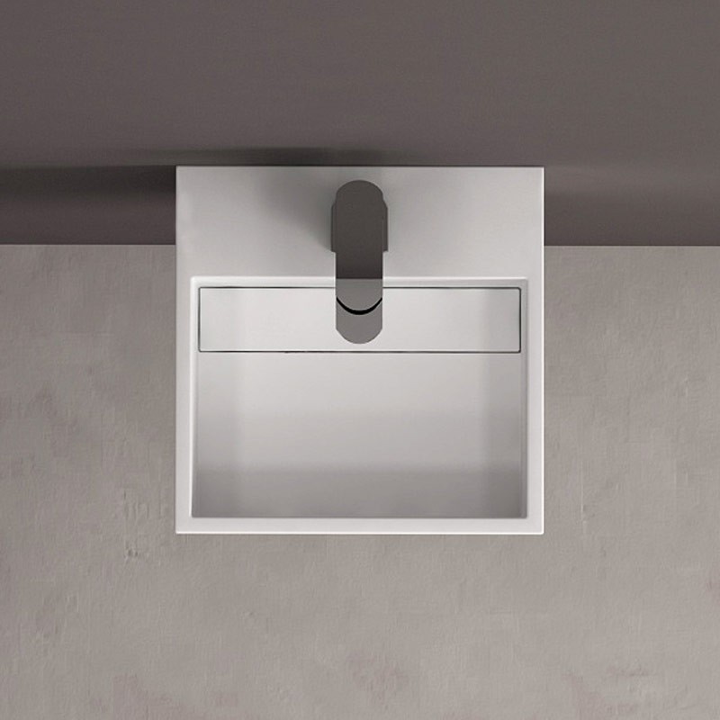 Lave main suspendu 33x33 cm, matière composite, Mineral
