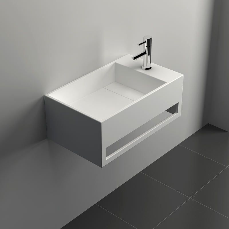 Lave mains suspendu 50x30 cm, matière composite, Mineral