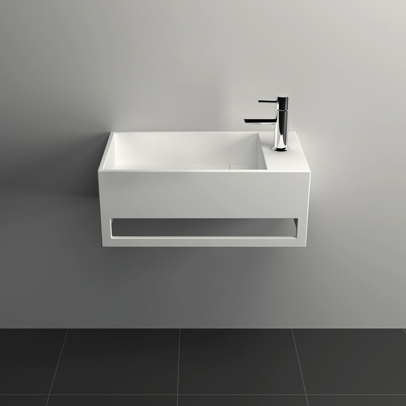 Lave mains suspendu 50x30 cm, matière composite, Mineral