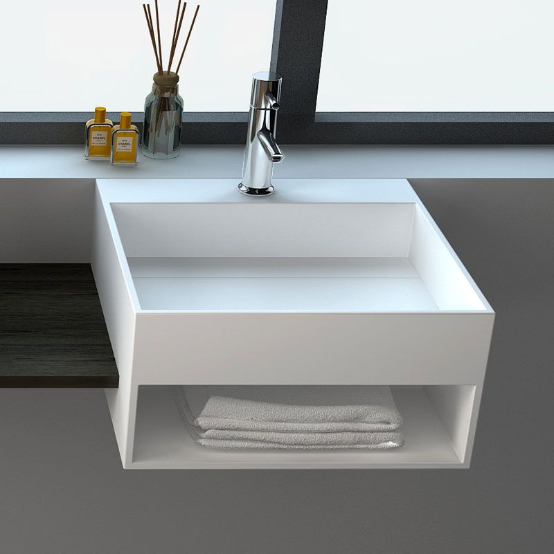 Lave mains suspendu 50x50 cm, matière composite, Mineral