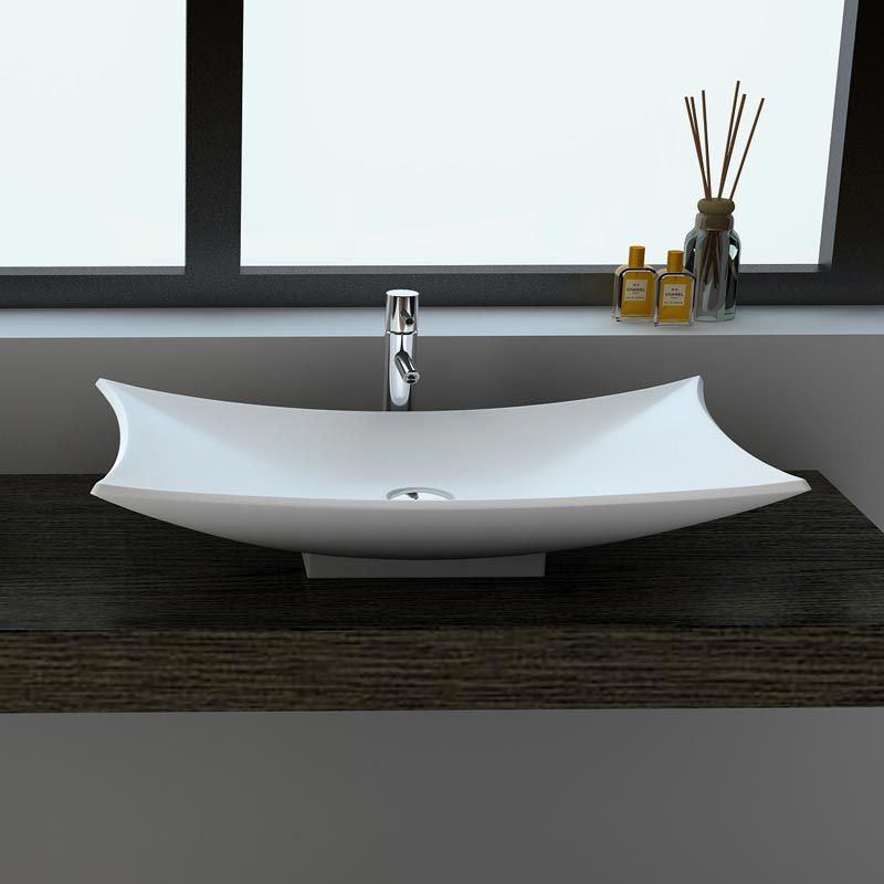 Vasque à poser matière composite, 64x38 cm, Minéral