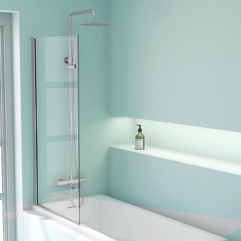 Pare baignoire 70x140 ou 80x140 cm, profilé chromé, Palma