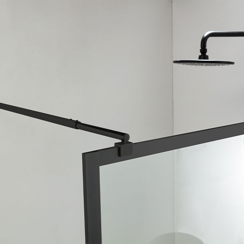 Paroi de douche fixe  cadre noir mat 100, 120 ou 140 cm, Indus 2 Black