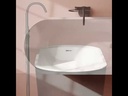 Baignoire îlot ovale, 159x75cm, acrylique noir et blanc brillant, Como
