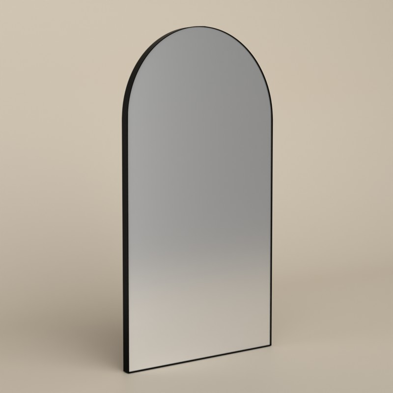Miroir demi lune l.55 x H.100 cm en métal noir mat, Frame