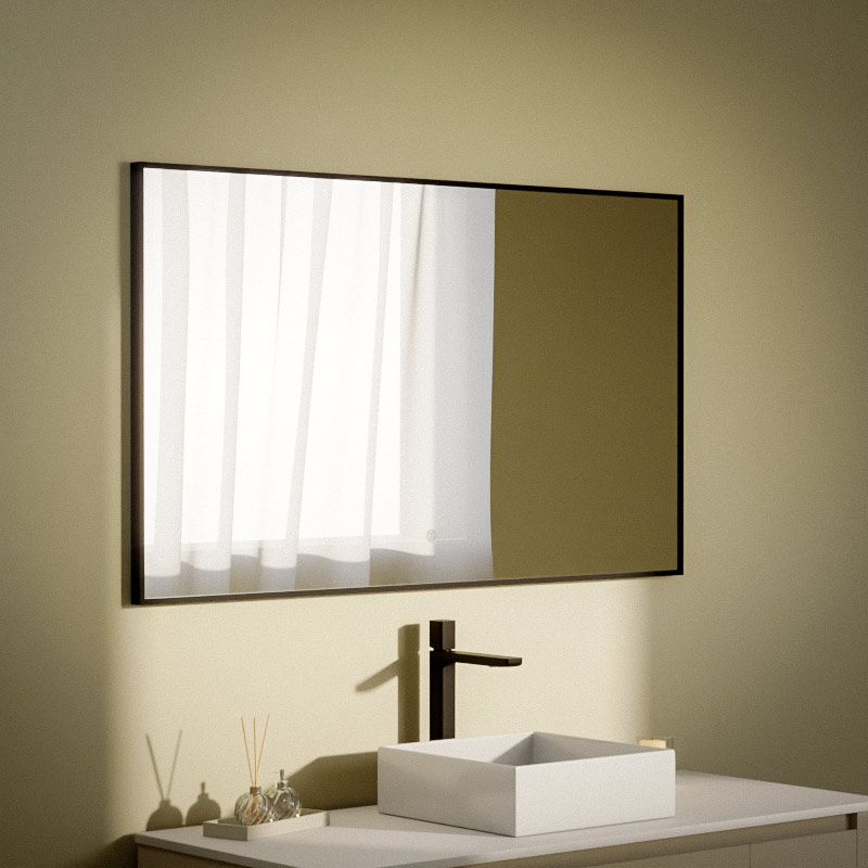Miroir 120x70 cm rectangulaire, antibuée, Châtelet, 3 couleurs