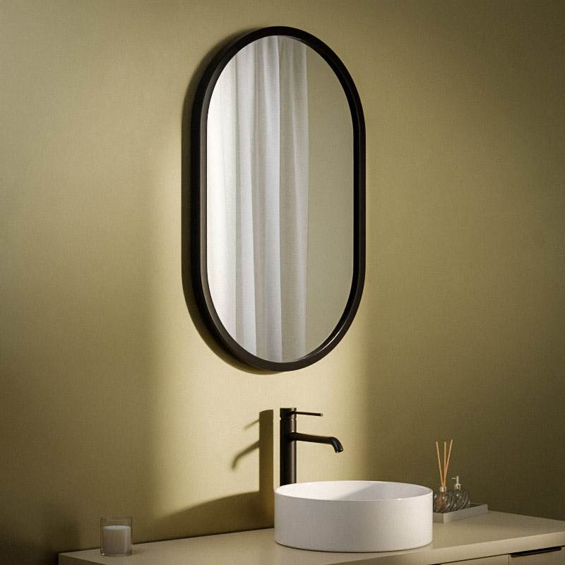 Miroir 50 x 80 cm avec cadre laqué noir mat, Cerdeña
