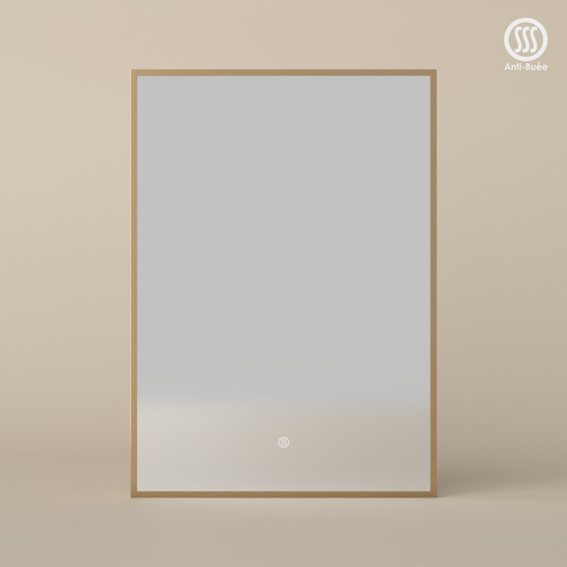 Miroir 50x70 cm rectangulaire, antibuée, cadre doré brossé, Châtelet