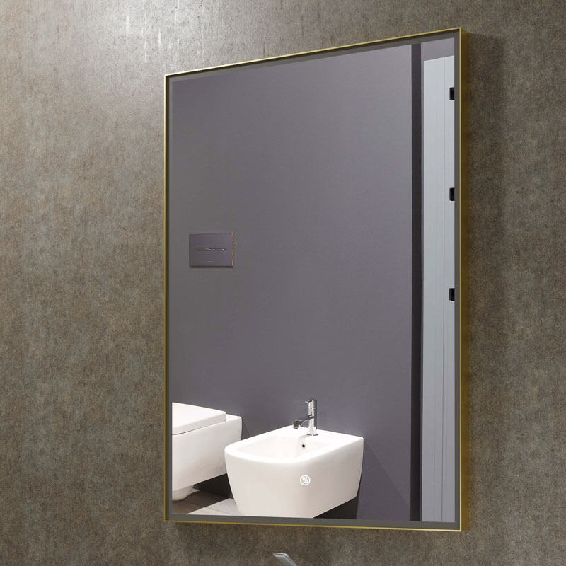 Miroir 50x70 cm rectangulaire, antibuée, cadre doré brossé, Châtelet