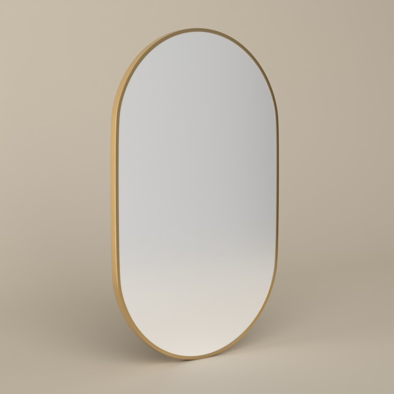 Miroir 50x80 cm avec cadre en métal finition laiton, Oblong