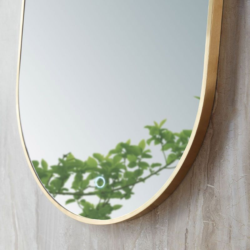 Miroir 50x80 cm lumineux avec cadre en métal finition laiton, Oblong