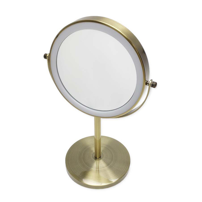 Miroir cosmétique grossissant  5X + Led, Doré Brossé, Elvire
