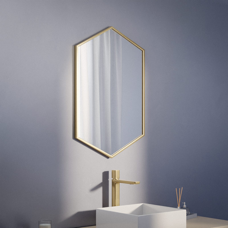 Miroir hexagonal l.50x H.75 cm, en métal, Hexa, 2 couleurs