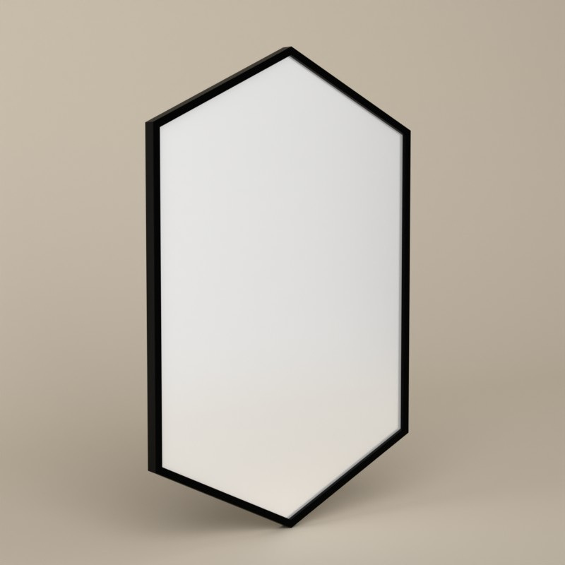 Miroir hexagonal l.50x H.75 cm, en métal noir mat, Hexa