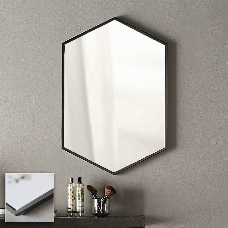 Miroir hexagonal l.50x H.75 cm, en métal noir mat, Hexa