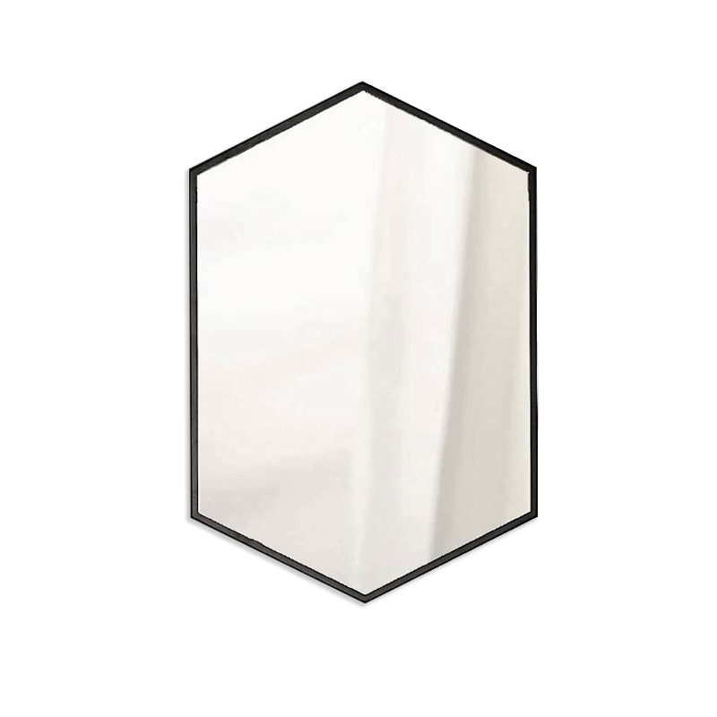 Miroir hexagonal l.50x H.75 cm, en métal noir mat, Hexa