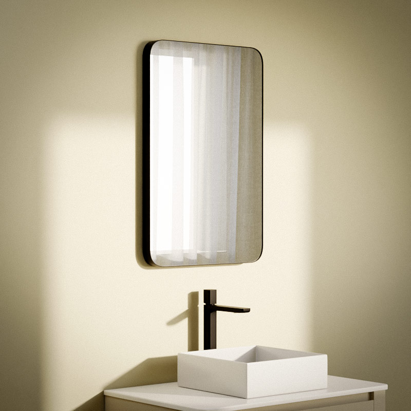 Miroir rectangulaire l.50 x H.75 cm en métal noir mat, Frame