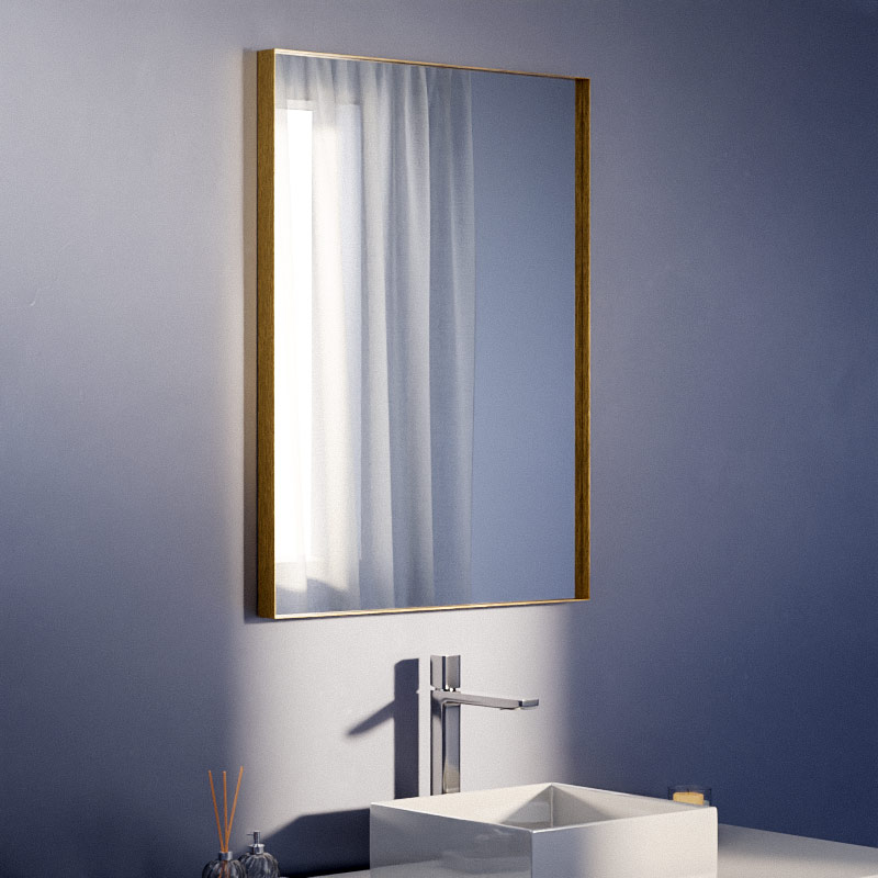 Miroir rectangulaire l.60 x H.80 cm en métal finition laiton, Cuadro 2
