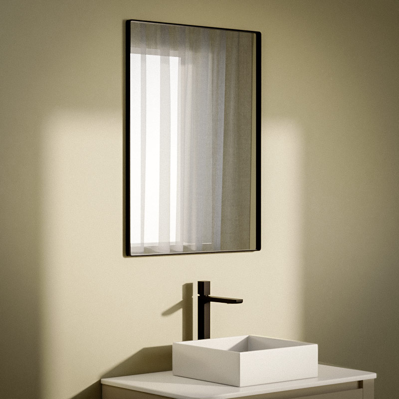 Miroir rectangulaire l.60 x H.80 cm en métal noir mat, Frame