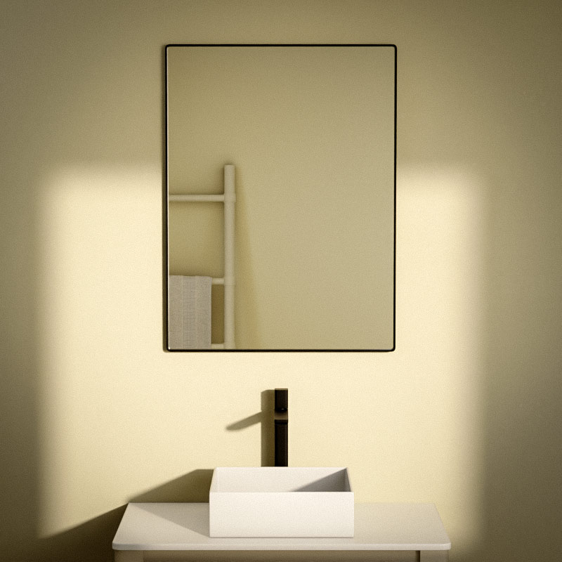 Miroir rectangulaire l.60 x H.80 cm en métal noir mat, Frame