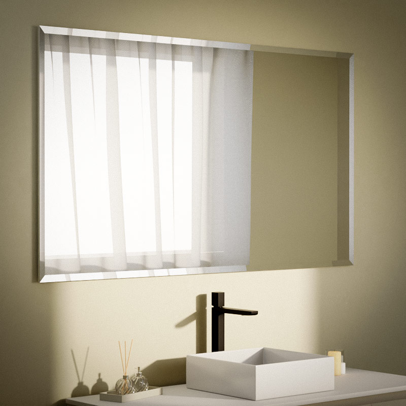 Miroir salle de bain 140x80 cm, biseauté, Reflect