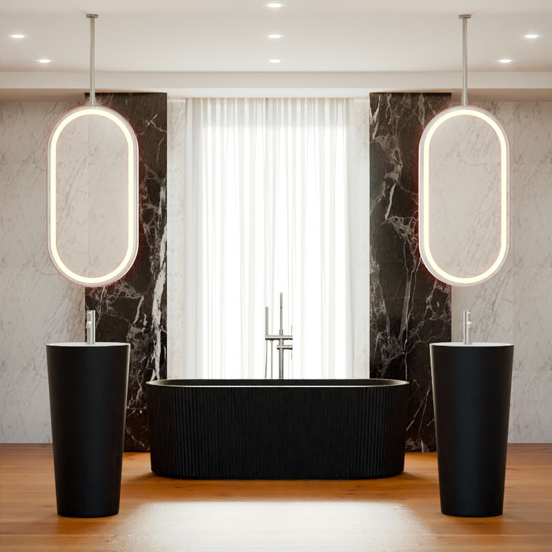 Miroir suspendu Led, Inox brossé 50X100, Châtelet