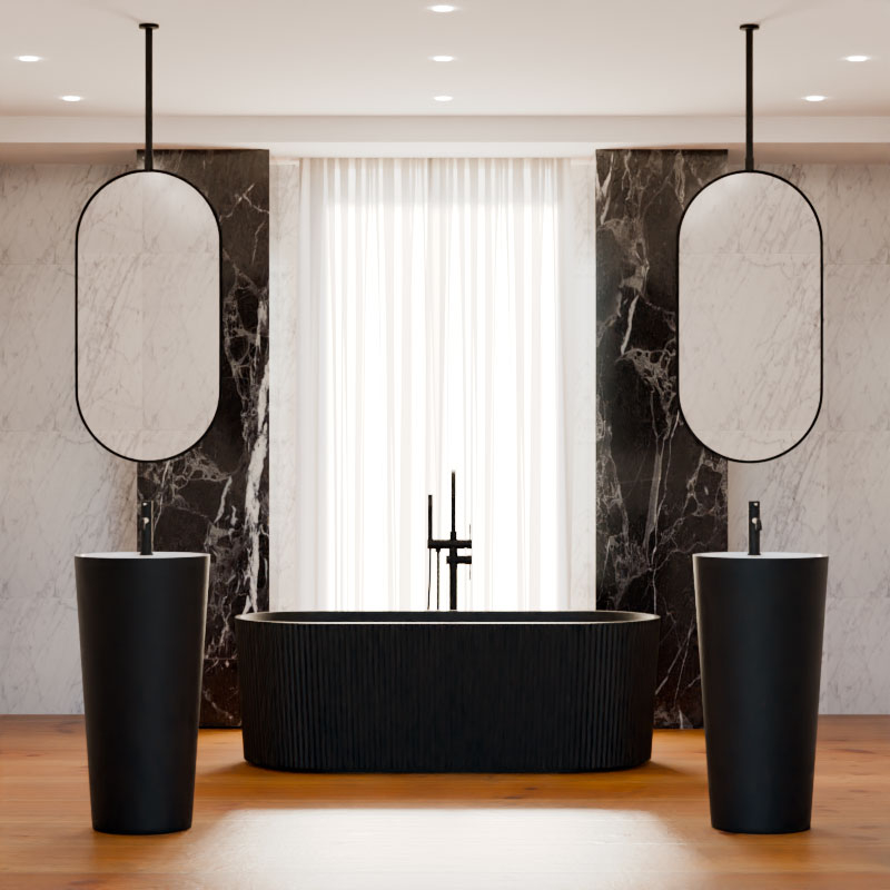 Miroir suspendu Noir mat 50X100, Châtelet