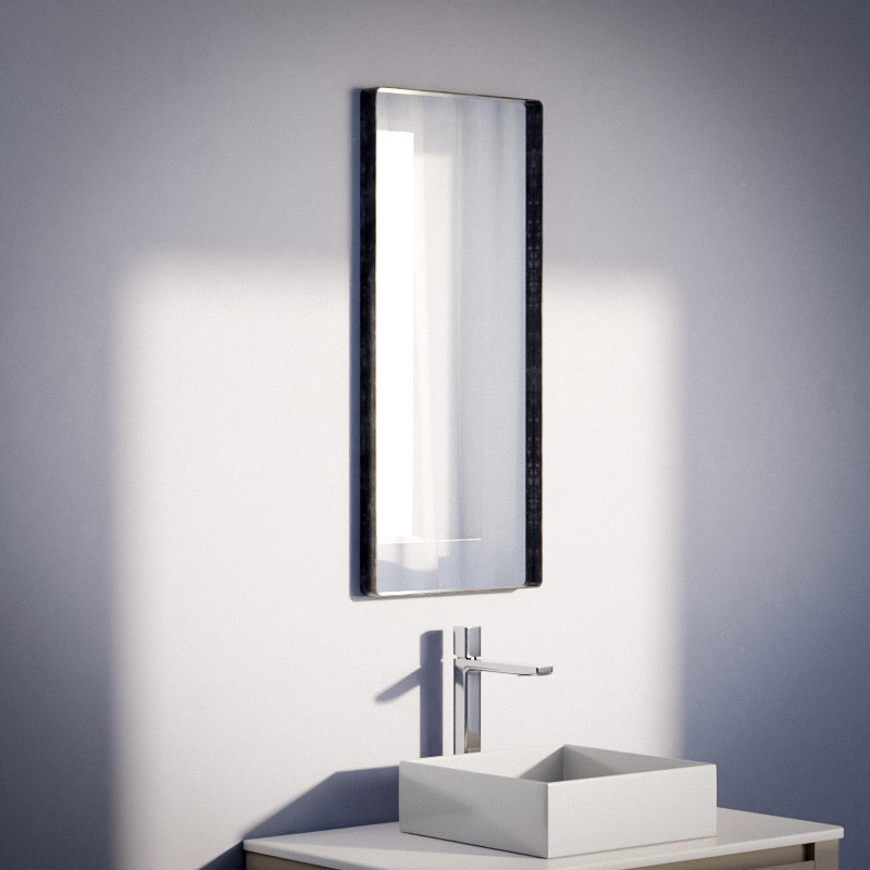 Miroir 55x25 ou 80x35 cm, avec cadre métal argent vieilli, Réflection