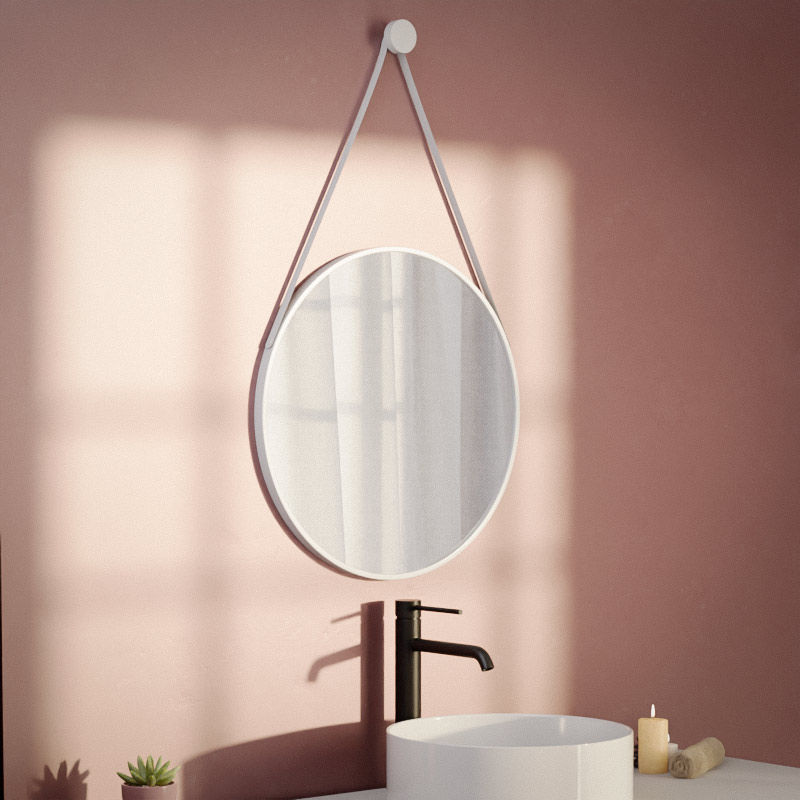 Miroir barbier Ø60 cm blanc , Liana