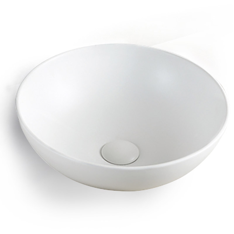 Vasque à poser Ø39,5 cm, bol en céramique blanc mat, Art