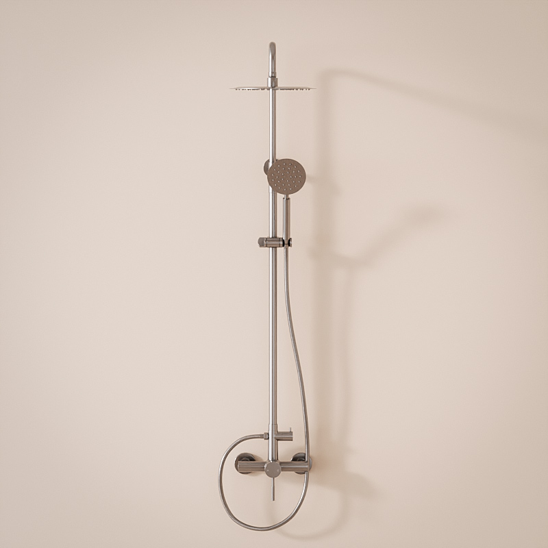 Colonne de douche avec mitigeur mécanique, inox brossé, Steel