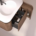 Meuble vasque suspendu cannelé 80 cm, noyer, Solid surface, Grace