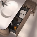 Meuble vasque suspendu cannelé 120 cm, noyer, Solid surface, Grace