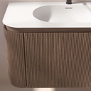Meuble vasque suspendu cannelé 120 cm, noyer, Solid surface, Grace