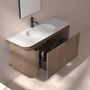 Meuble vasque suspendu cannelé 120 cm, noyer, Solid surface, Grace