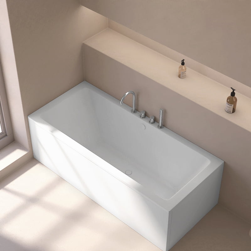 Baignoire encastrable, 170x75 cm, Acrylique, Blanc mat, Pieds inclus, Senetosa
