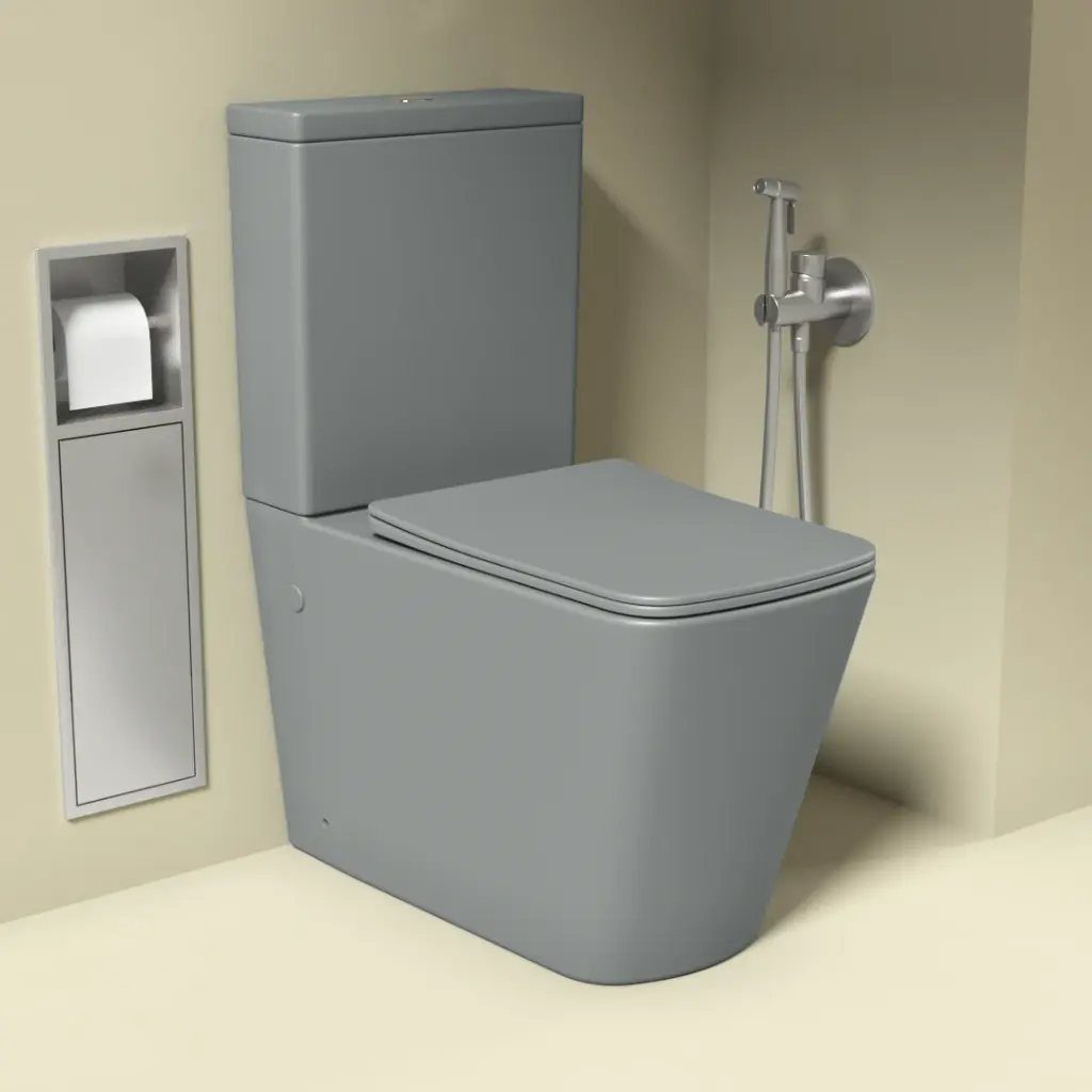 WC à poser, 64x38x83 cm, Gris clair mat, Flavio
