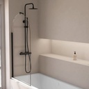 Pare-baignoire arrondi fixe 80x140 cm, profilé noir, Altea Round