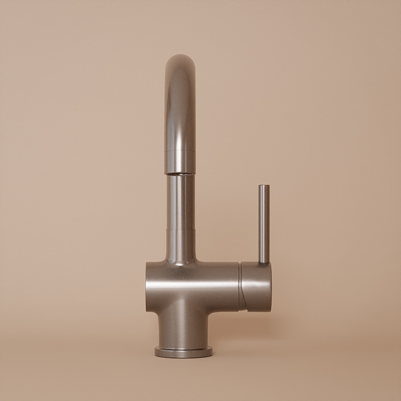 Robinet mitigeur lavabo col de cygne inox brossé, Châtelet