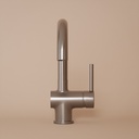 Robinet mitigeur lavabo col de cygne inox brossé, Châtelet