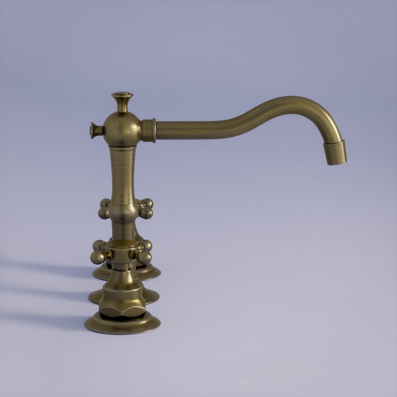 Mélangeur Lavabo 3 trous, finition bronze , Antic