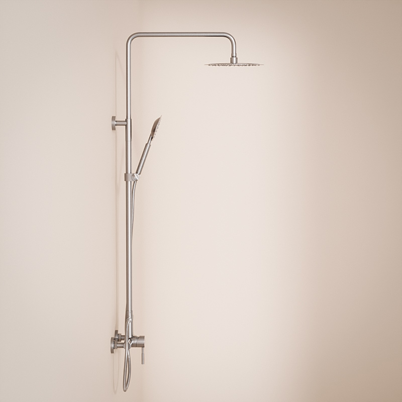 Colonne de douche avec mitigeur mécanique, inox brossé, Steel
