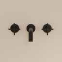 Robinet mélangeur lavabo mural encastré noir satiné, Cross II