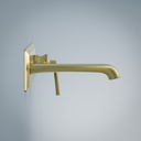 Mitigeur lavabo mural doré brossé, Art Déco