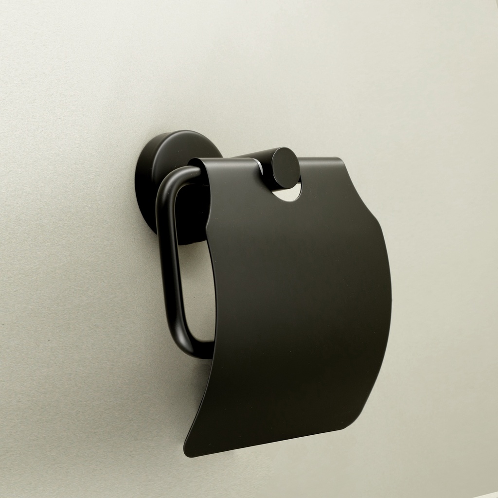 Porte-rouleau avec couvercle noir brossé, Châtelet