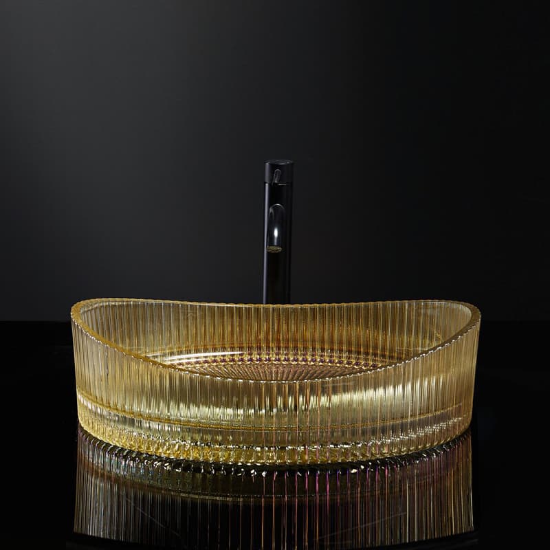 Vasque à poser en verre 50x37.5x14cm Doré, Burano 
