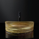 Vasque à poser en verre 50x37.5x14cm Doré, Burano 