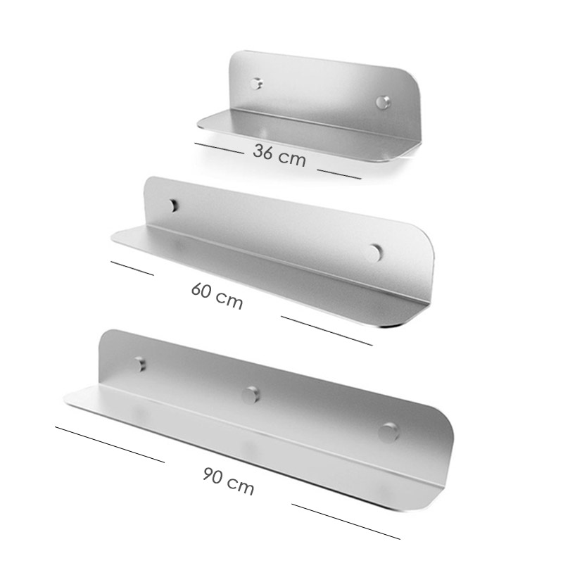 Etagère murale inox, 36, 60 ou 90 cm, chrome, Châtelet