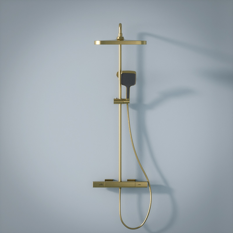 Colonne de douche avec mitigeur mécanique, Doré brossé, Deauville